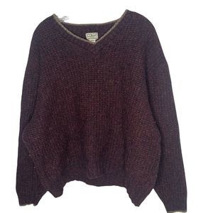 L.L. Bean Slouchy Burgundy/Tan Men’s Wool Sweater. Size Large.